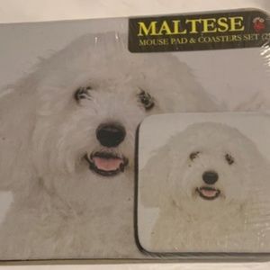 Maltese Mouse Pad and Coasters Set NEW